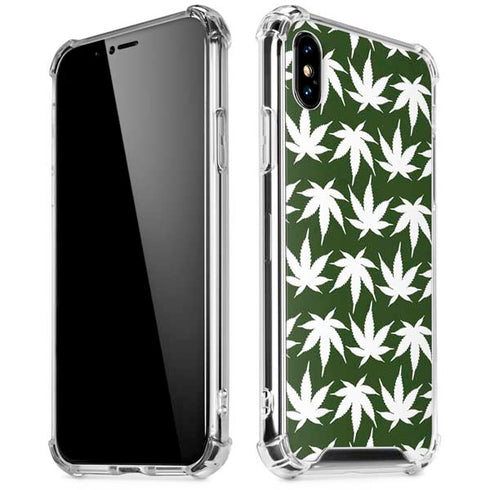 Marijuana Leaf White Pattern iPhone XS Max Clear Case